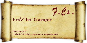 Frühn Csenger névjegykártya